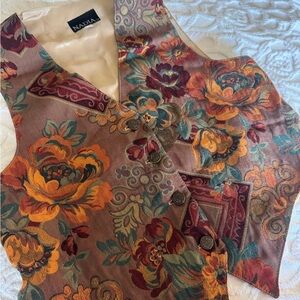 Vintage Floral Tapestry Vest Size S